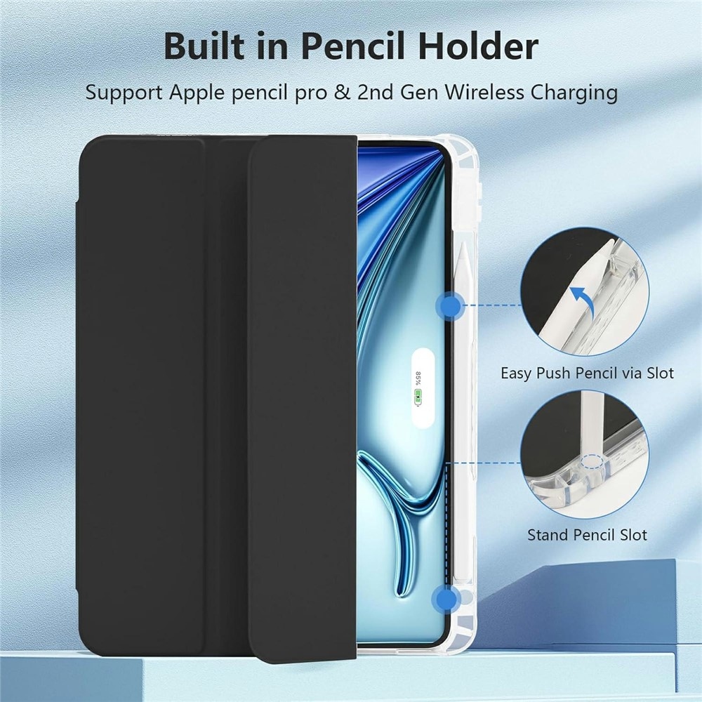 Case chytré zatváracie puzdro v pevným chrbtom na tablet iPad Air 11 (2024)/(2025)/(2026) - čierne