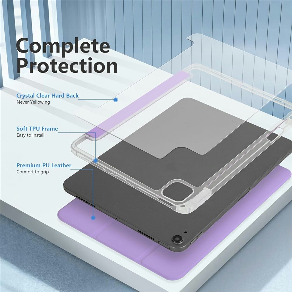 Case chytré zatváracie puzdro v pevným chrbtom na tablet iPad Air 11 (2024)/(2025)/(2026) - fialové