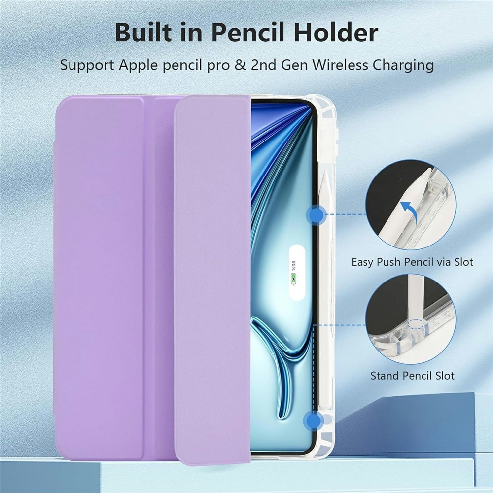 Case chytré zatváracie puzdro v pevným chrbtom na tablet iPad Air 11 (2024)/(2025)/(2026) - fialové