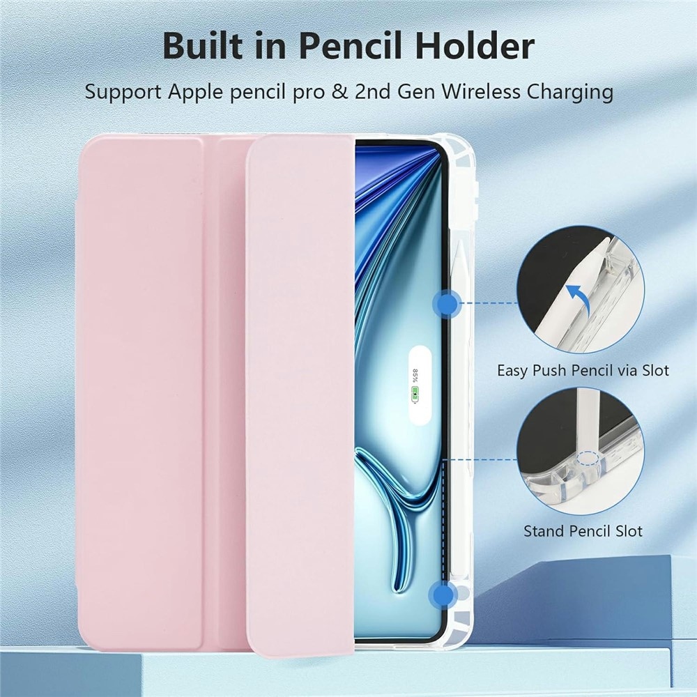 Case chytré zatváracie puzdro v pevným chrbtom na tablet iPad Air 11 (2024)/(2025)/(2026) - ružové