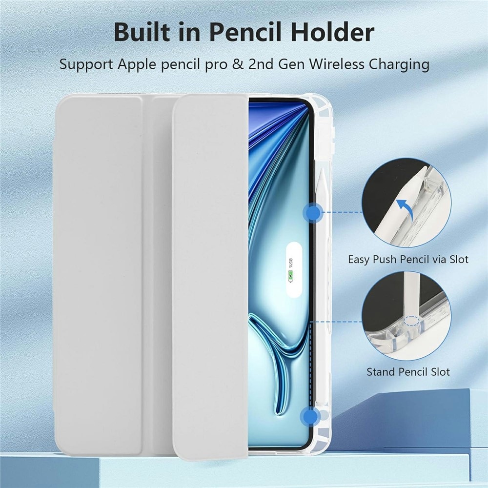 Case chytré zatváracie puzdro v pevným chrbtom na tablet iPad Air 11 (2024)/(2025)/(2026) - šedé