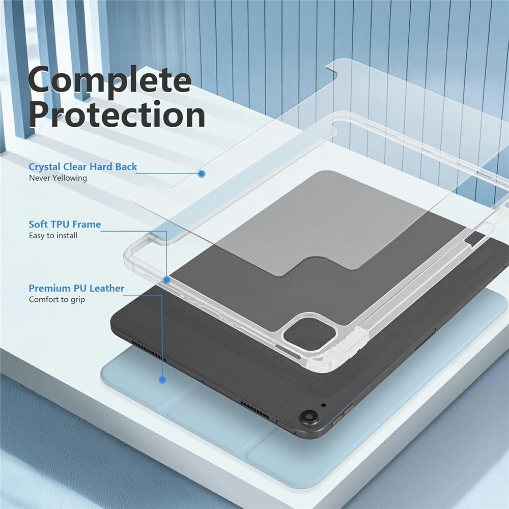 Case chytré zatváracie puzdro v pevným chrbtom na tablet iPad Air 11 (2024)/(2025)/(2026) - svetlomodré