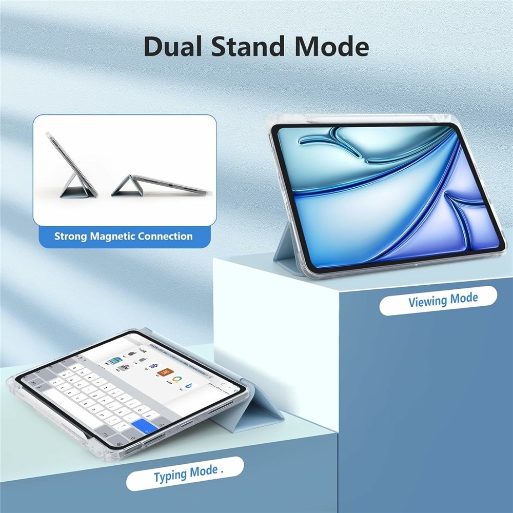 Case chytré zatváracie puzdro v pevným chrbtom na tablet iPad Air 11 (2024)/(2025)/(2026) - svetlomodré