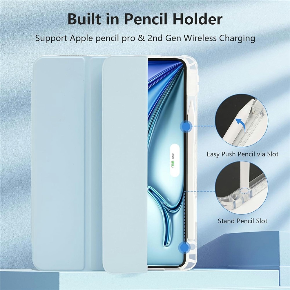 Case chytré zatváracie puzdro v pevným chrbtom na tablet iPad Air 11 (2024)/(2025)/(2026) - svetlomodré