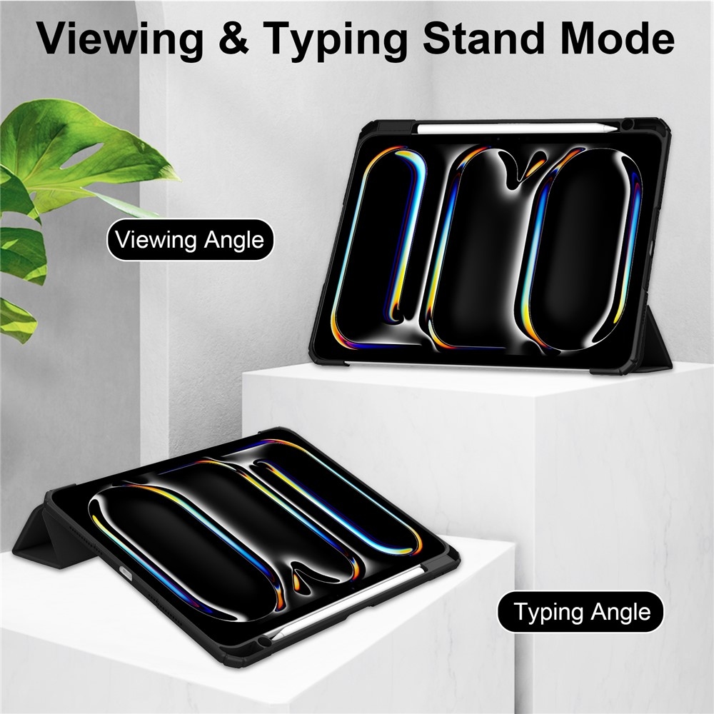 Case chytré zatváracie puzdro v pevným chrbtom na tablet iPad Pro 11 (2024)/(2025) - čierne