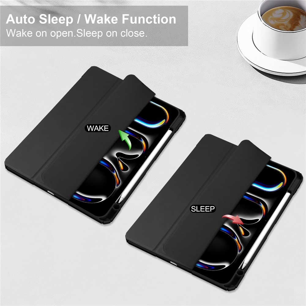 Case chytré zatváracie puzdro v pevným chrbtom na tablet iPad Pro 11 (2024)/(2025) - čierne