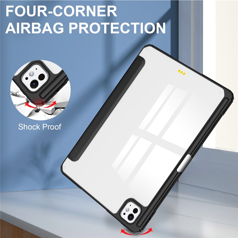 Case chytré zatváracie puzdro v pevným chrbtom na tablet iPad Pro 11 (2024)/(2025) - čierne