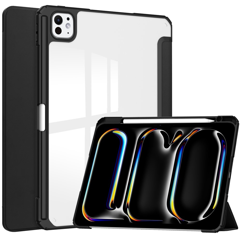 Case chytré zatváracie puzdro v pevným chrbtom na tablet iPad Pro 11 (2024)/(2025) - čierne