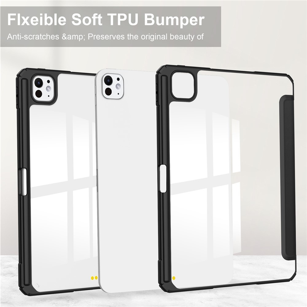 Case chytré zatváracie puzdro v pevným chrbtom na tablet iPad Pro 11 (2024)/(2025) - čierne