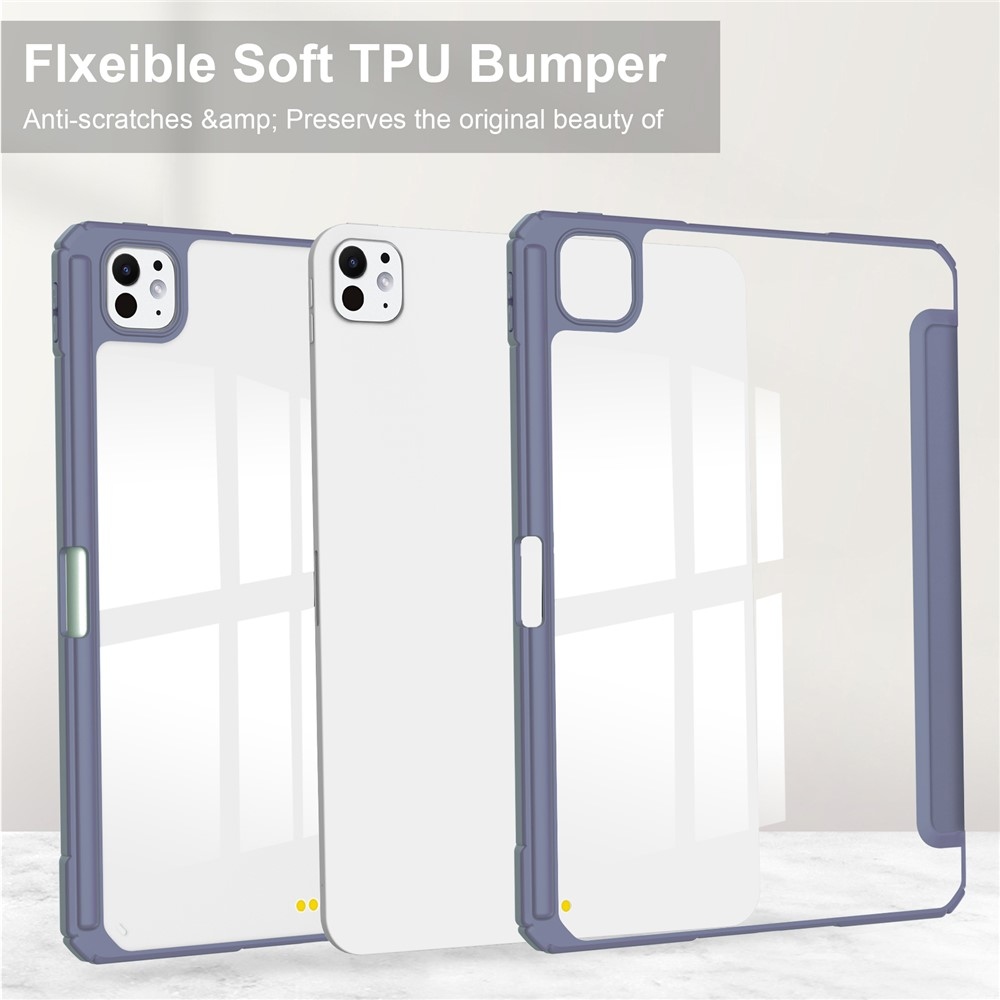 Case chytré zatváracie puzdro v pevným chrbtom na tablet iPad Pro 11 (2024)/(2025) - fialové