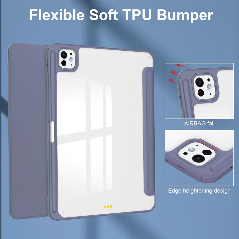 Case chytré zatváracie puzdro v pevným chrbtom na tablet iPad Pro 11 (2024)/(2025) - fialové