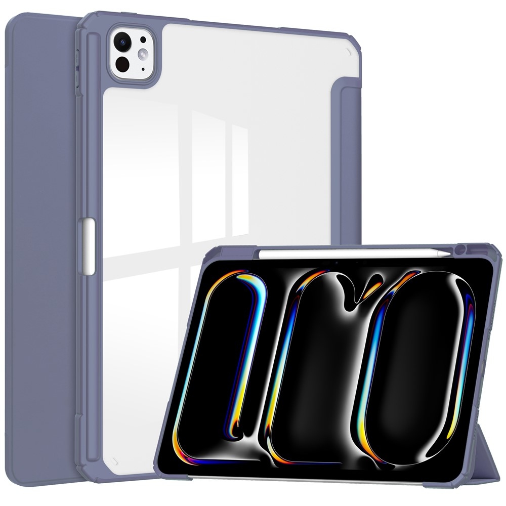 Case chytré zatváracie puzdro v pevným chrbtom na tablet iPad Pro 11 (2024)/(2025) - fialové