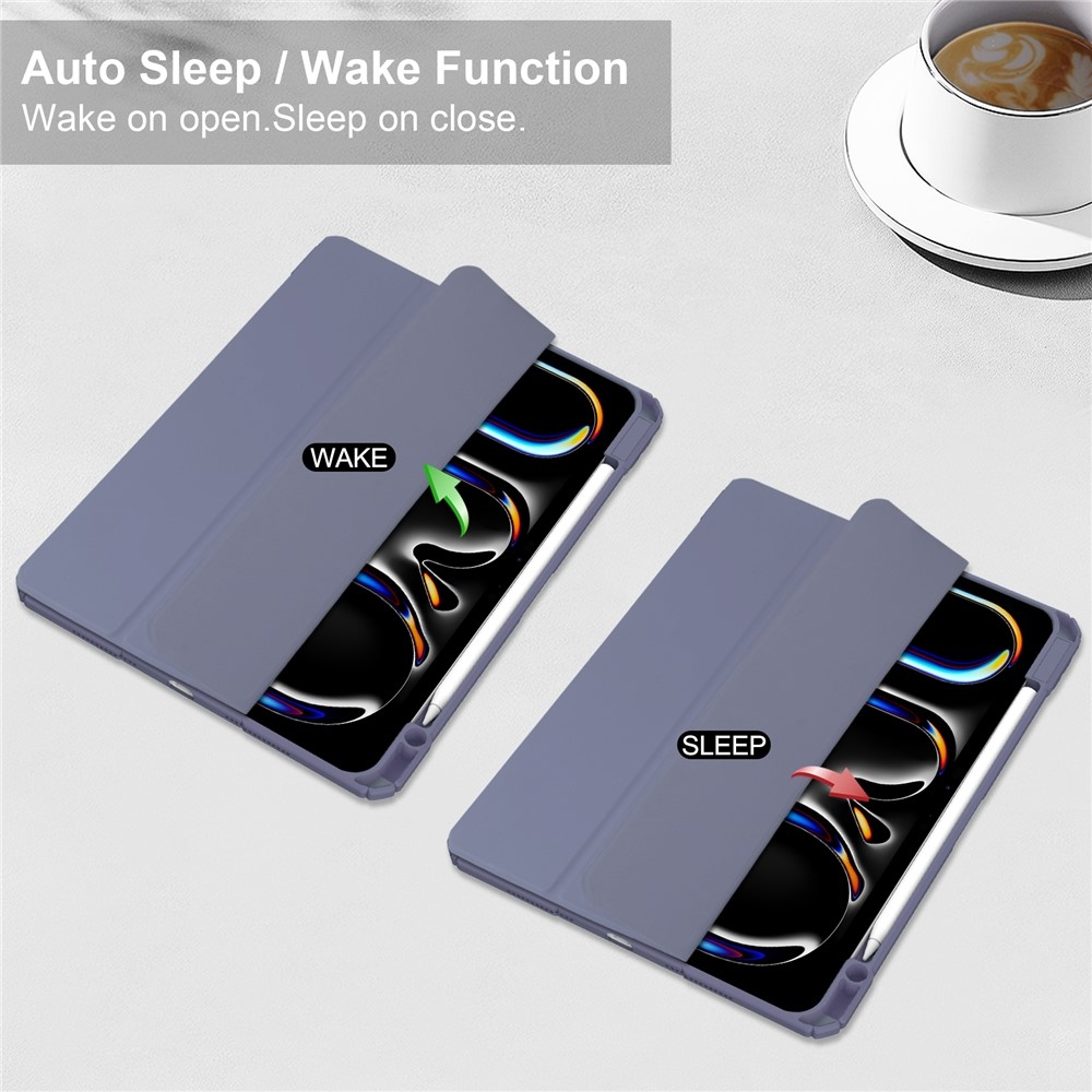 Case chytré zatváracie puzdro v pevným chrbtom na tablet iPad Pro 11 (2024)/(2025) - fialové