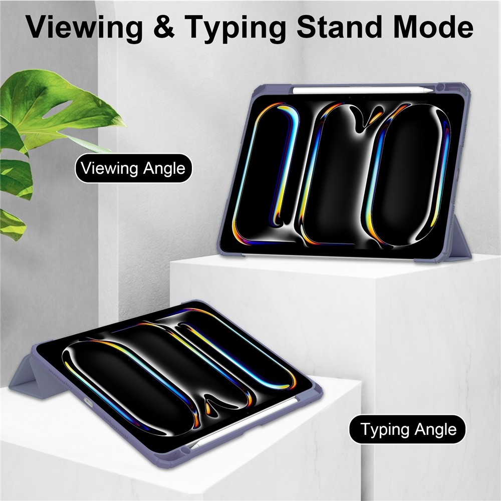 Case chytré zatváracie puzdro v pevným chrbtom na tablet iPad Pro 11 (2024)/(2025) - fialové