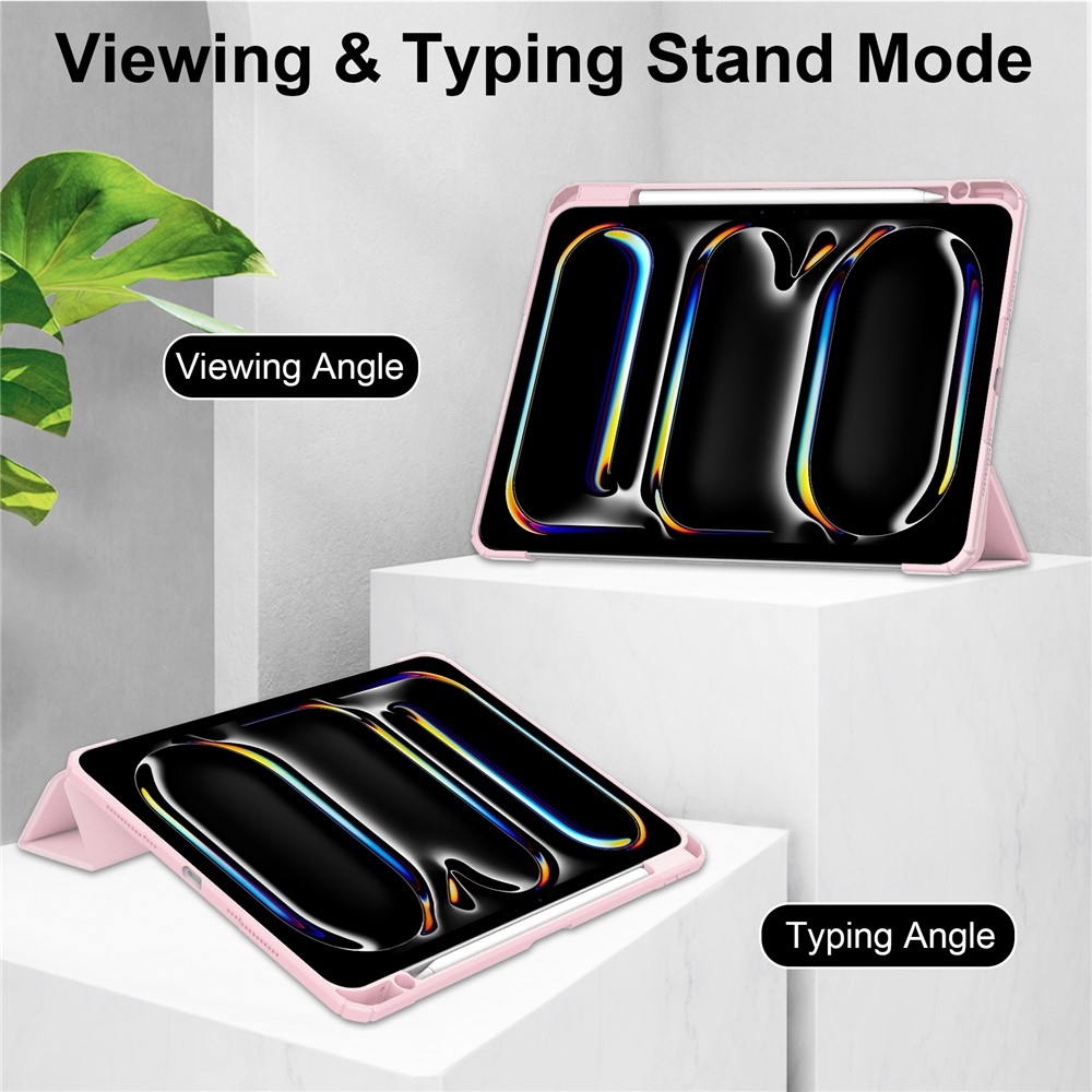 Case chytré zatváracie puzdro v pevným chrbtom na tablet iPad Pro 11 (2024)/(2025) - ružové