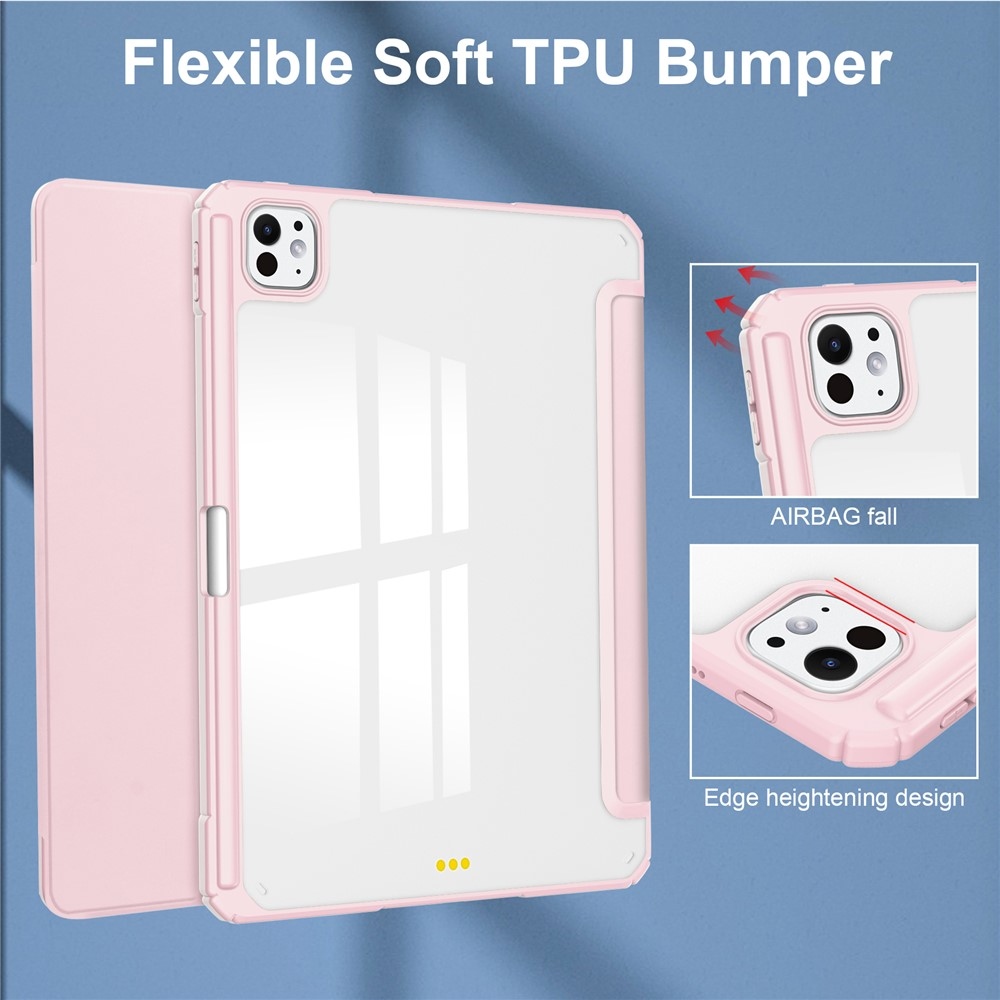 Case chytré zatváracie puzdro v pevným chrbtom na tablet iPad Pro 11 (2024)/(2025) - ružové