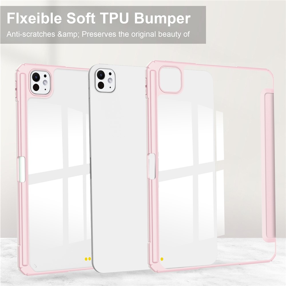 Case chytré zatváracie puzdro v pevným chrbtom na tablet iPad Pro 11 (2024)/(2025) - ružové