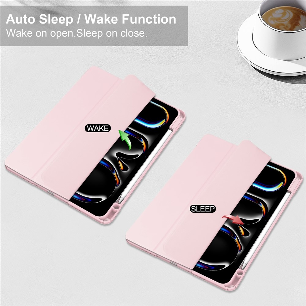 Case chytré zatváracie puzdro v pevným chrbtom na tablet iPad Pro 11 (2024)/(2025) - ružové