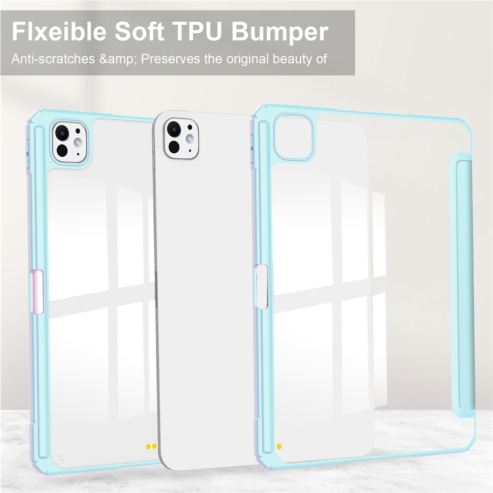 Case chytré zatváracie puzdro v pevným chrbtom na tablet iPad Pro 11 (2024)/(2025) - svetlomodré