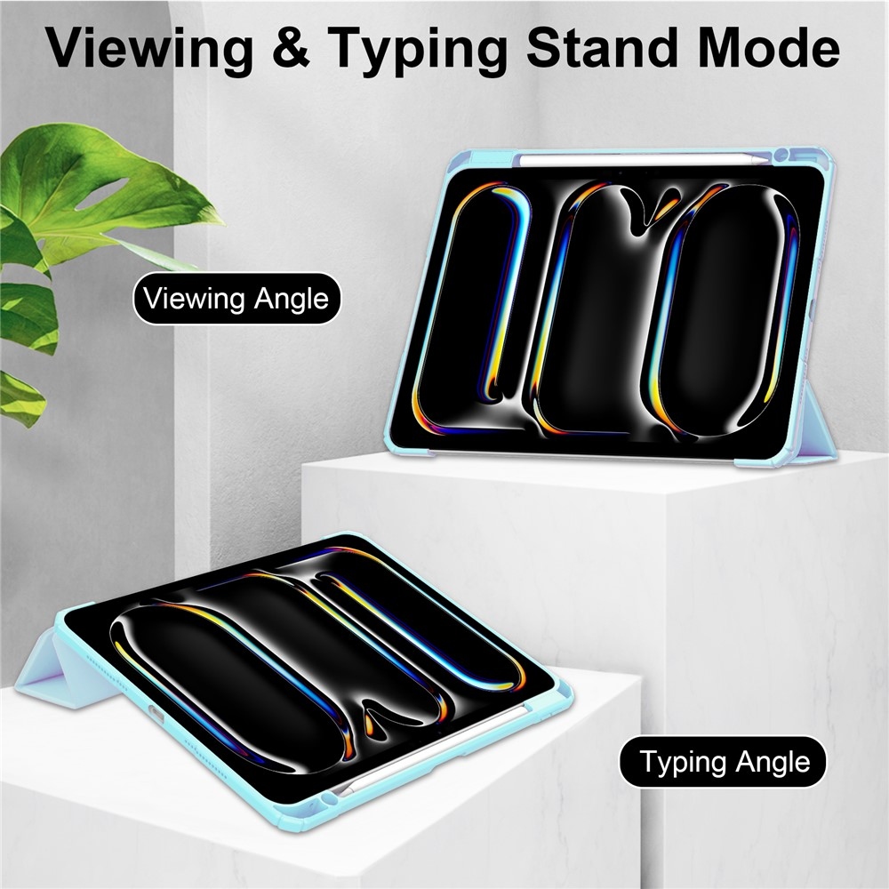 Case chytré zatváracie puzdro v pevným chrbtom na tablet iPad Pro 11 (2024)/(2025) - svetlomodré