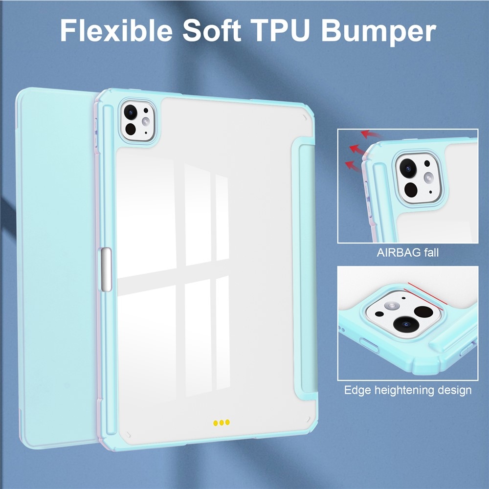 Case chytré zatváracie puzdro v pevným chrbtom na tablet iPad Pro 11 (2024)/(2025) - svetlomodré