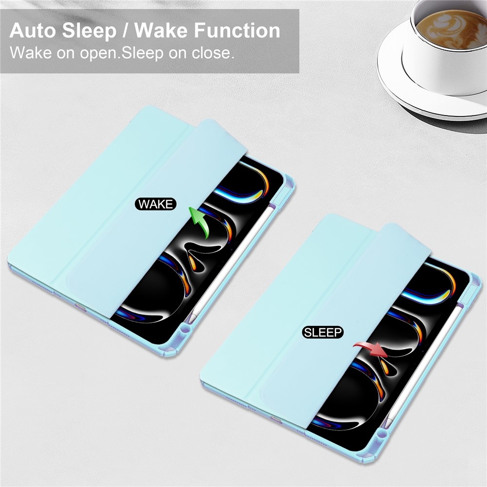 Case chytré zatváracie puzdro v pevným chrbtom na tablet iPad Pro 11 (2024)/(2025) - svetlomodré