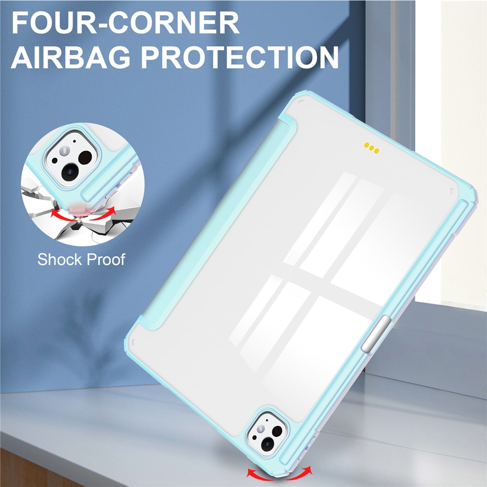 Case chytré zatváracie puzdro v pevným chrbtom na tablet iPad Pro 11 (2024)/(2025) - svetlomodré