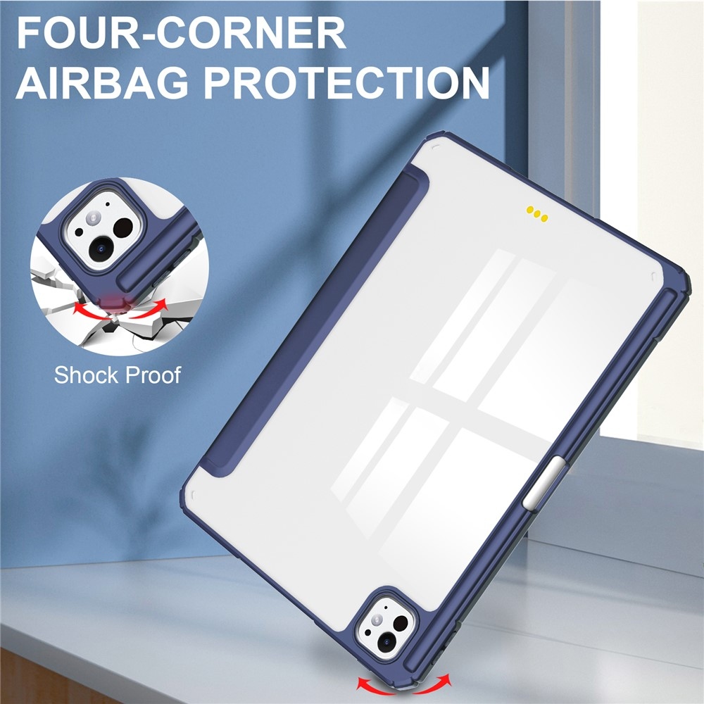 Case chytré zatváracie puzdro v pevným chrbtom na tablet iPad Pro 11 (2024)/(2025) - tmavomodré