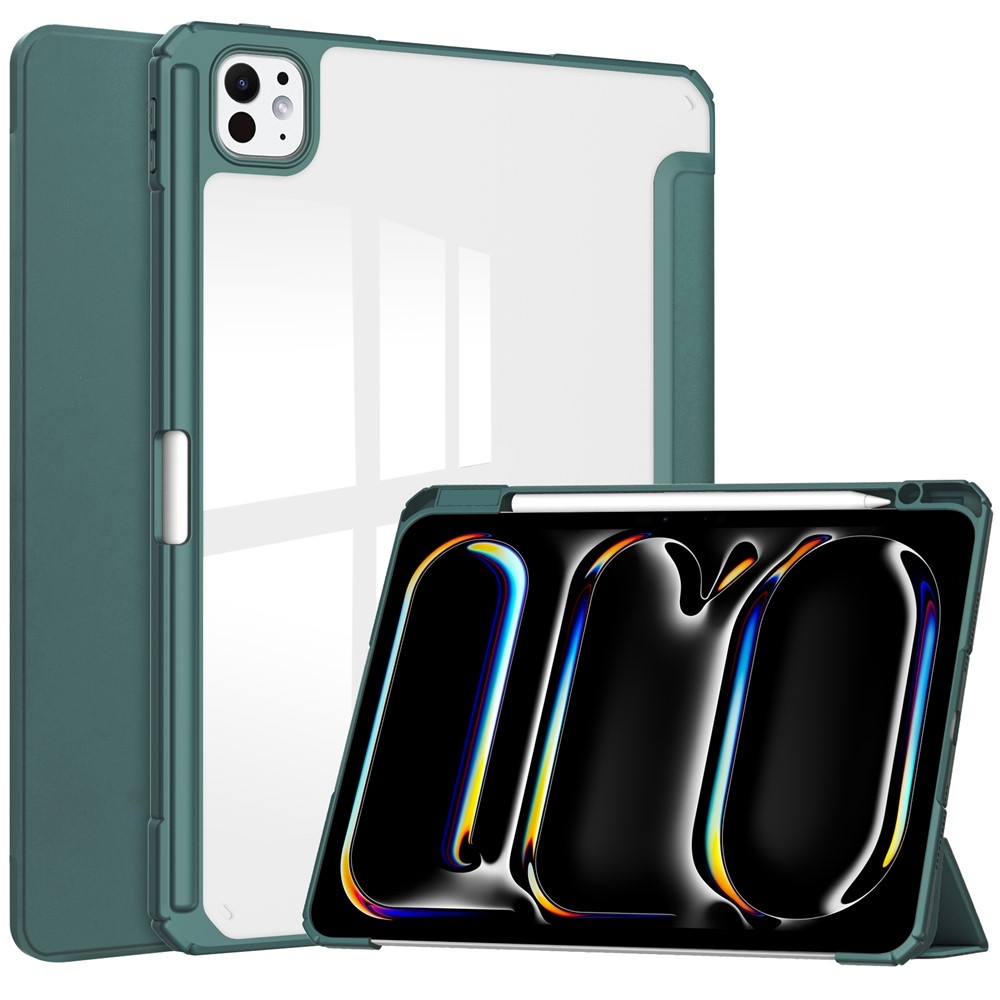 Case chytré zatváracie puzdro v pevným chrbtom na tablet iPad Pro 11 (2024)/(2025) - zelené