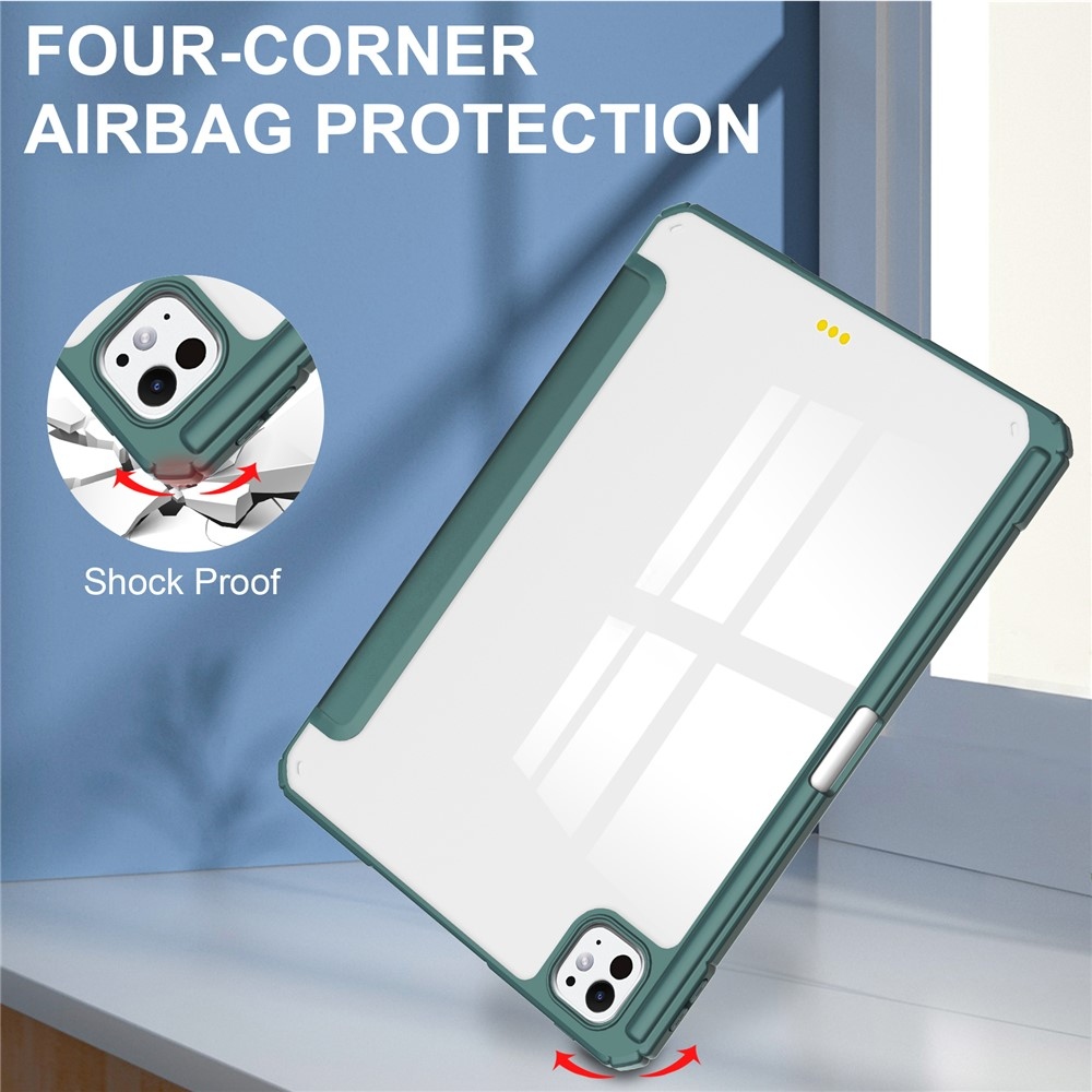 Case chytré zatváracie puzdro v pevným chrbtom na tablet iPad Pro 11 (2024)/(2025) - zelené