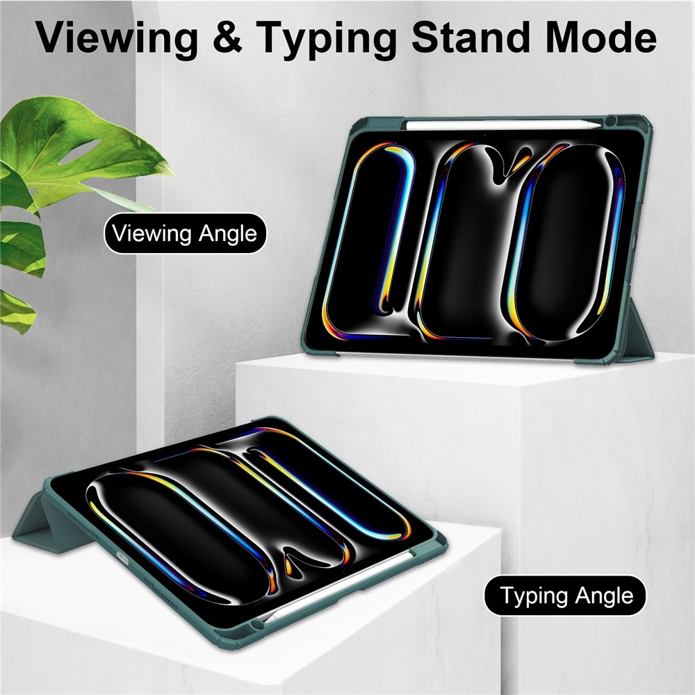 Case chytré zatváracie puzdro v pevným chrbtom na tablet iPad Pro 11 (2024)/(2025) - zelené