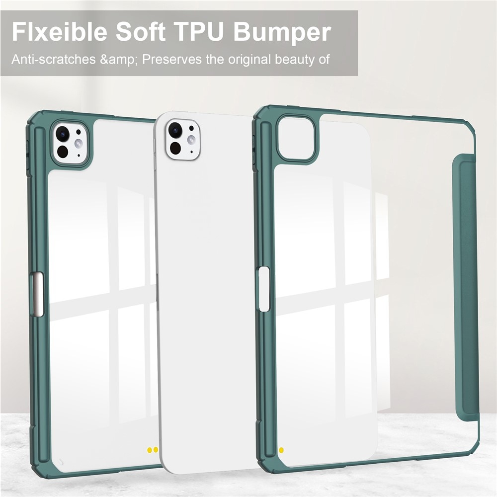 Case chytré zatváracie puzdro v pevným chrbtom na tablet iPad Pro 11 (2024)/(2025) - zelené