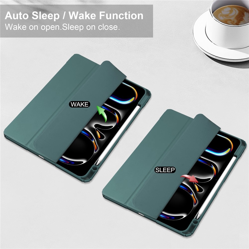 Case chytré zatváracie puzdro v pevným chrbtom na tablet iPad Pro 11 (2024)/(2025) - zelené