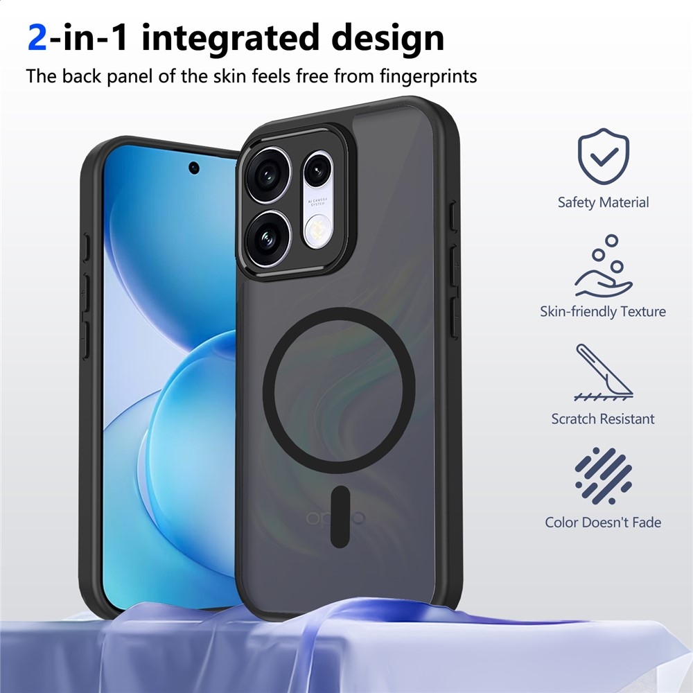 Case matný gélový obal s MagSafe na Oppo Reno 16 Pro 5G/Oppo Reno 16 5G - čierny