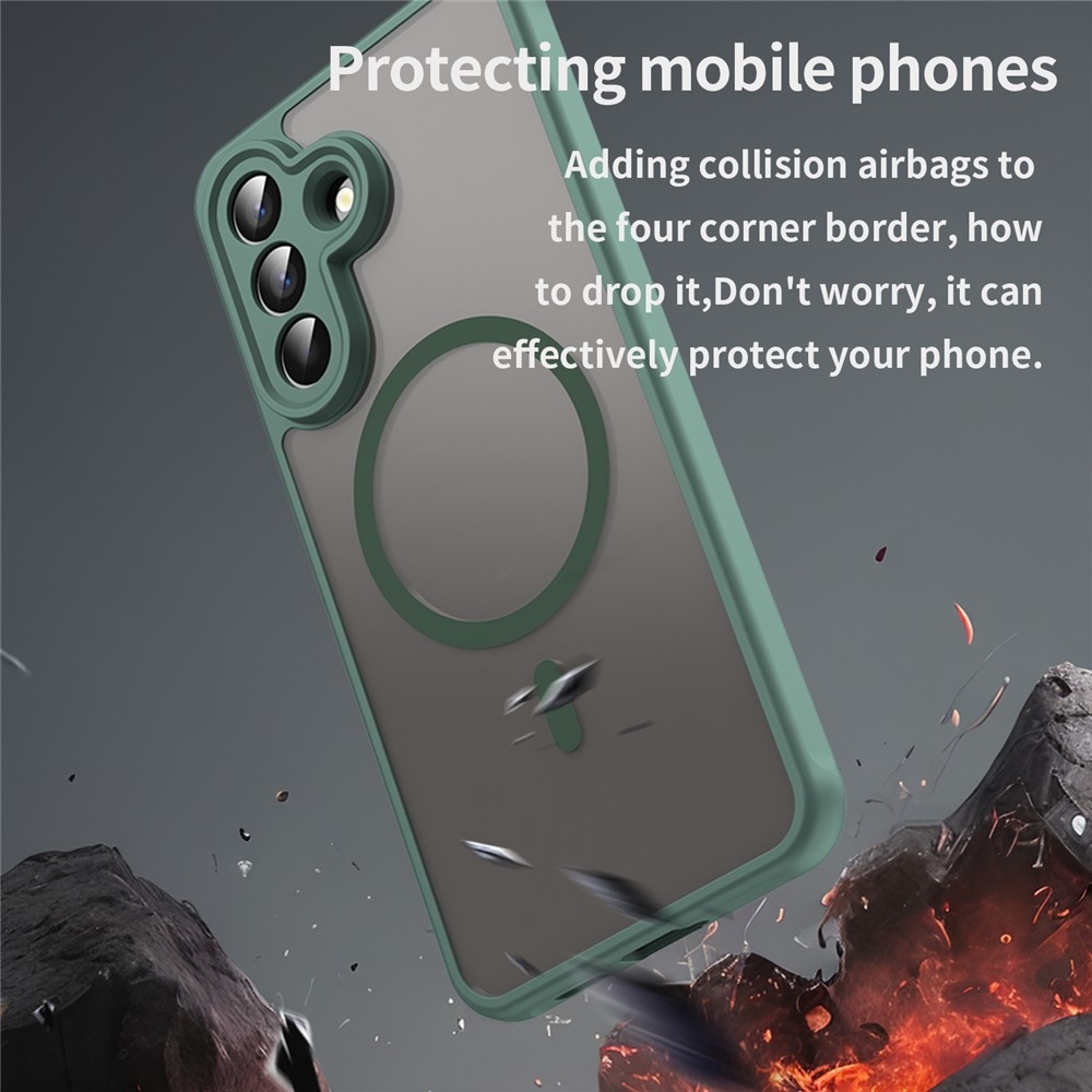 Case matný gélový obal s MagSafe na Samsung Galaxy A57 5G - zelený