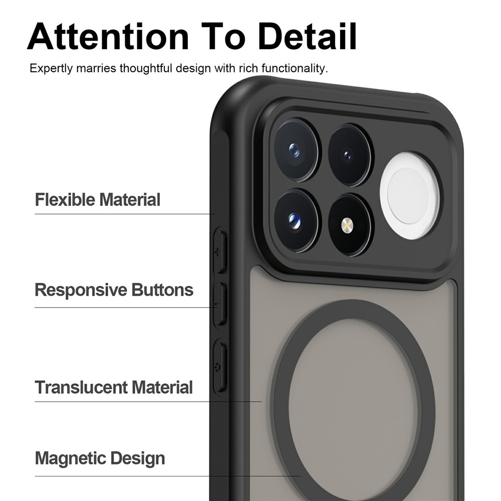 Case matný gélový obal s MagSafe na Xiaomi Poco F9 Pro 5G - čierny