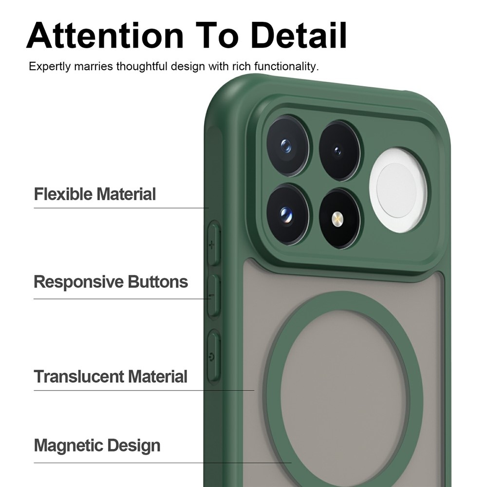 Case matný gélový obal s MagSafe na Xiaomi Poco F9 Pro 5G - zelený