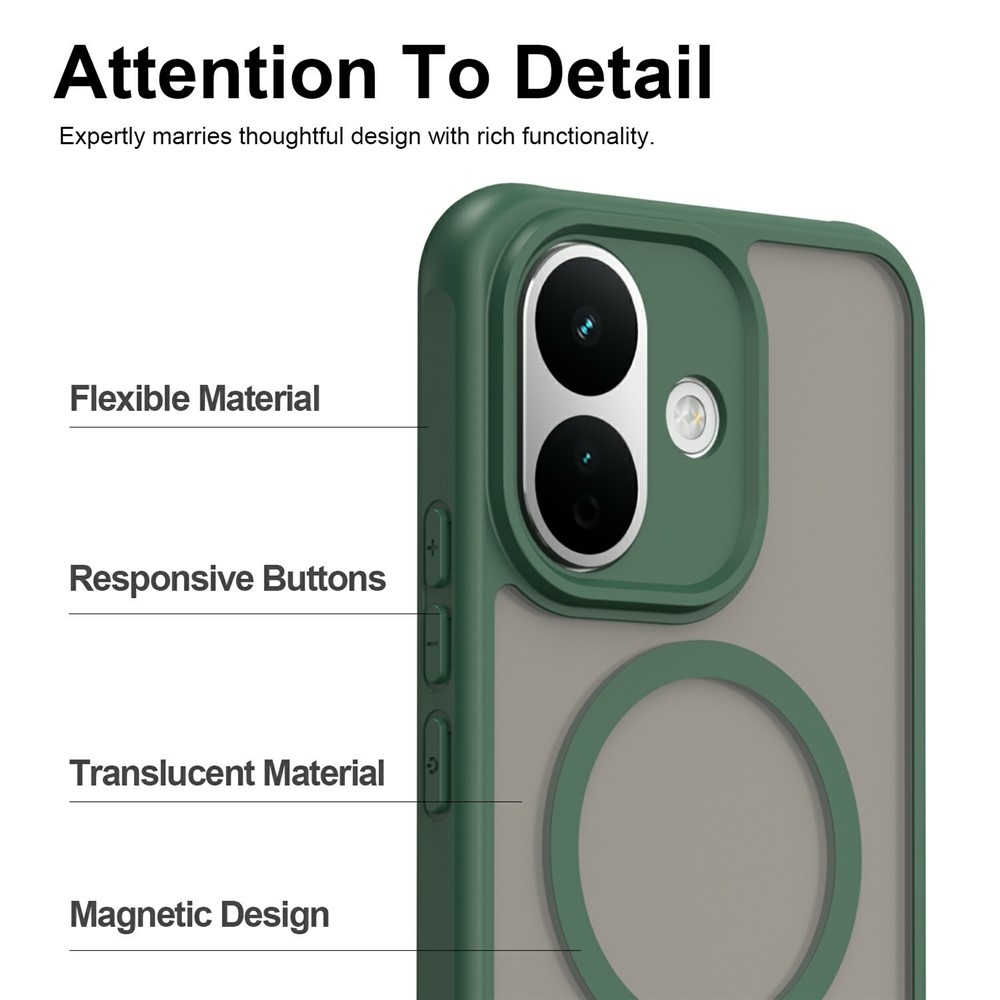 Case matný gélový obal s MagSafe na Xiaomi Redmi Note 17 Pro 5G - zelený