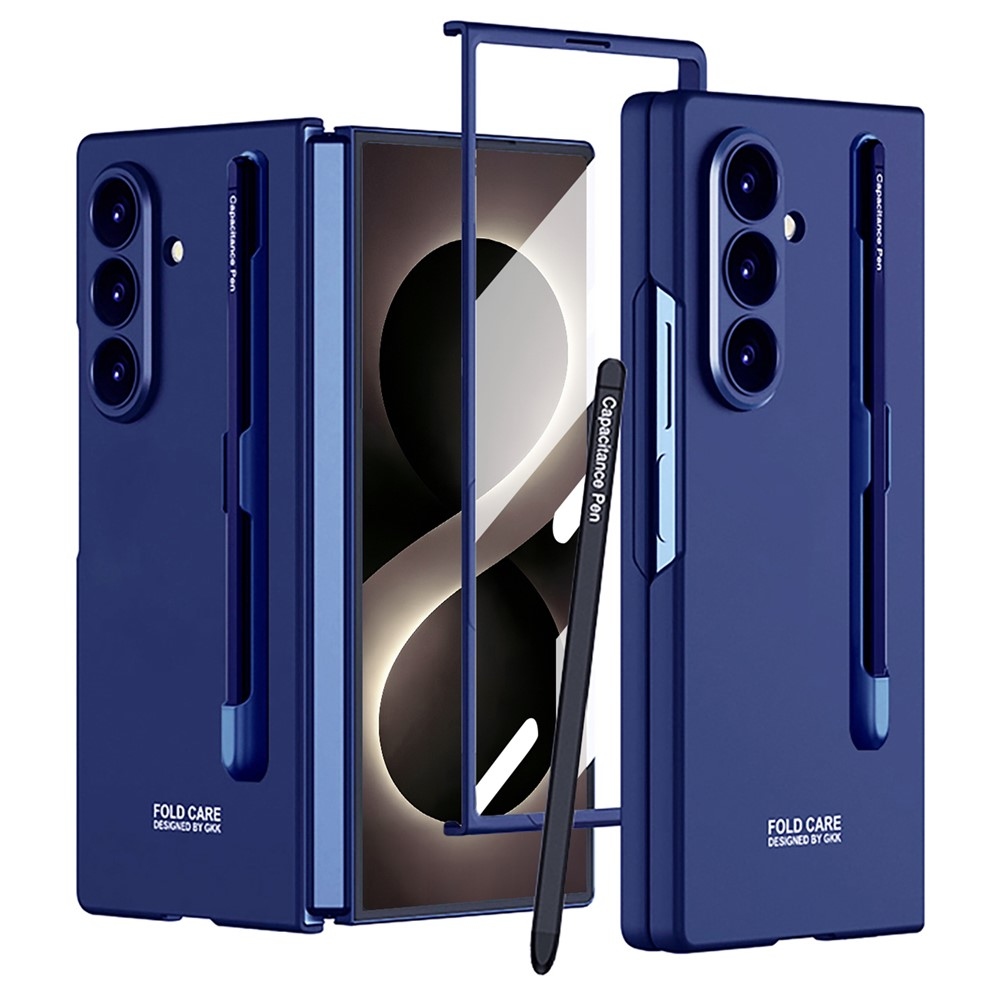 Case plastový obal s ochranným sklom na displej + stylus na Samsung Galaxy Z Fold8 Ultra 5G - modrý
