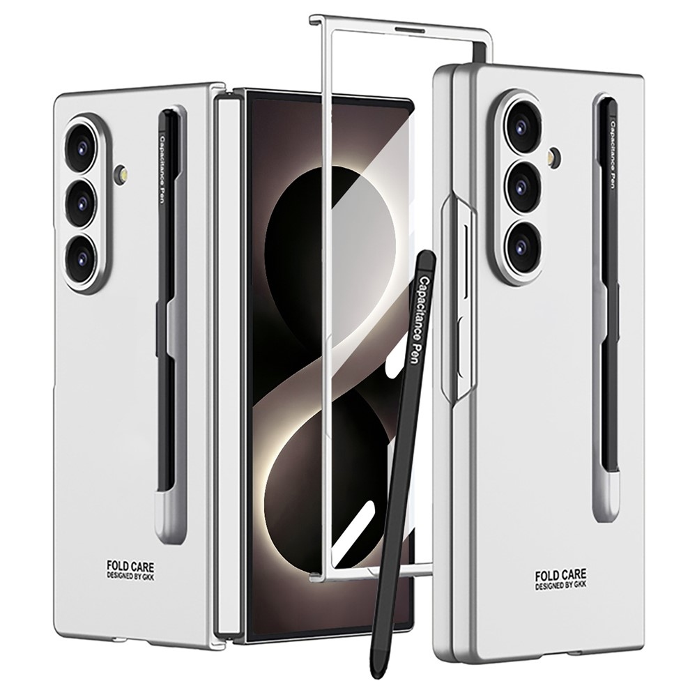 Case plastový obal s ochranným sklom na displej + stylus na Samsung Galaxy Z Fold8 Ultra 5G - strieborný