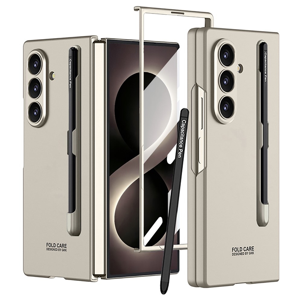 Case plastový obal s ochranným sklom na displej + stylus na Samsung Galaxy Z Fold8 Ultra 5G - svetlosivý