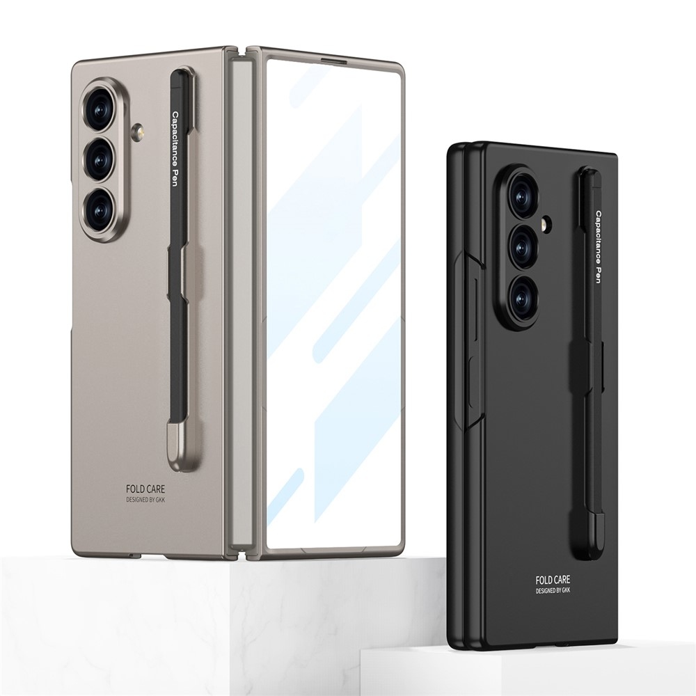 Case plastový obal s ochranným sklom na displej + stylus na Samsung Galaxy Z Fold8 Ultra 5G - svetlosivý