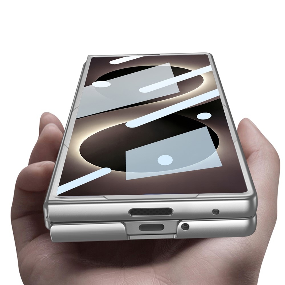 Case plastový obal s ochranným sklom na displej + stylus na Samsung Galaxy Z Fold8 Ultra 5G - svetlosivý