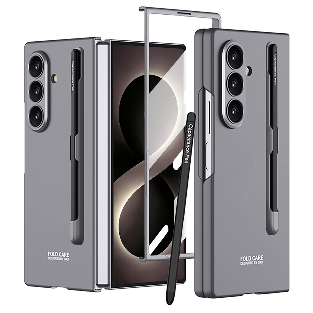 Case plastový obal s ochranným sklom na displej + stylus na Samsung Galaxy Z Fold8 Ultra 5G - tmavosivý