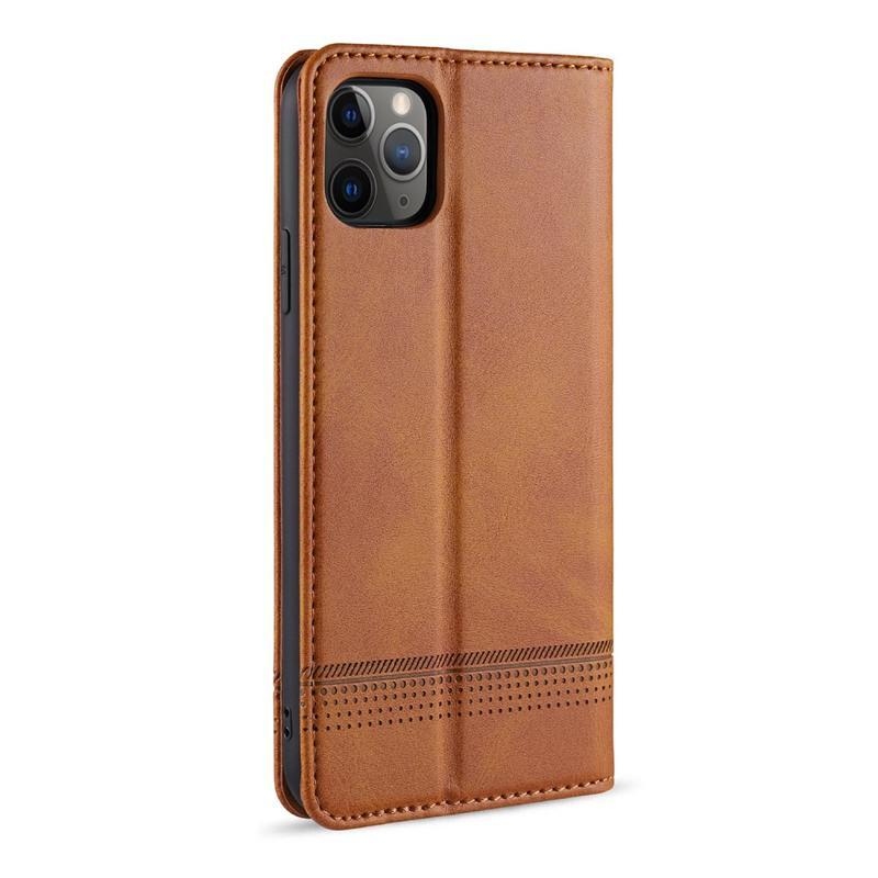 Case PU kožené peněženkové puzdro na mobil iPhone 12 Pro / 12 - hnedé