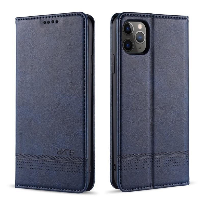 Case PU kožené peněženkové puzdro na mobil iPhone 12 Pro / 12 - modré