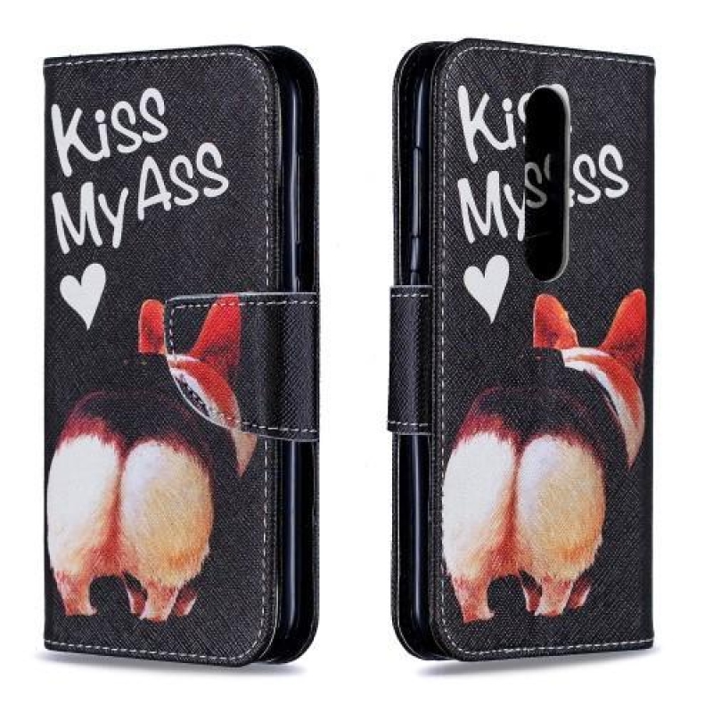 Case PU kožené peněženkové puzdro na mobil Nokia 4.2 - kiss my ass