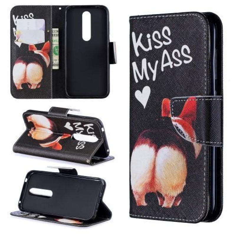 Case PU kožené peněženkové puzdro na mobil Nokia 4.2 - kiss my ass