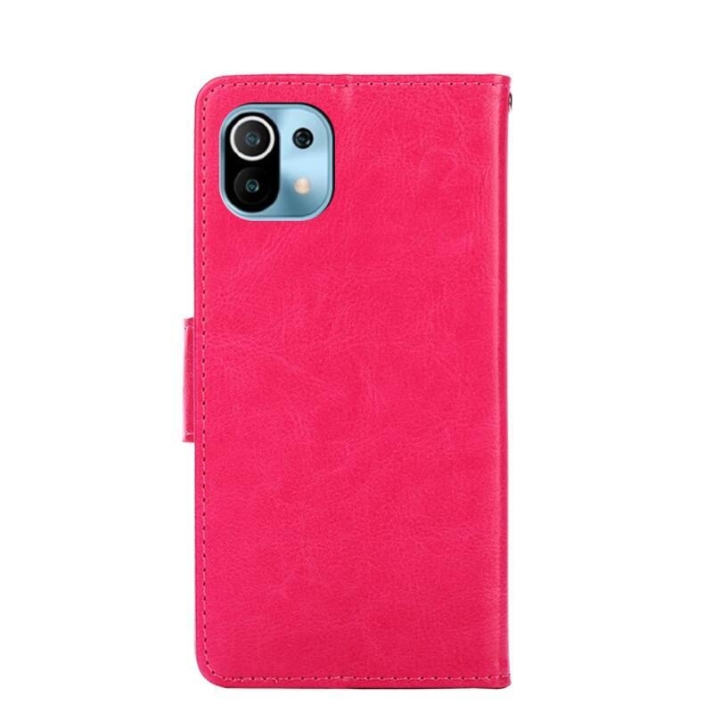 Case PU kožené peněženkové puzdro na mobil Xiaomi Mi 11 - rose