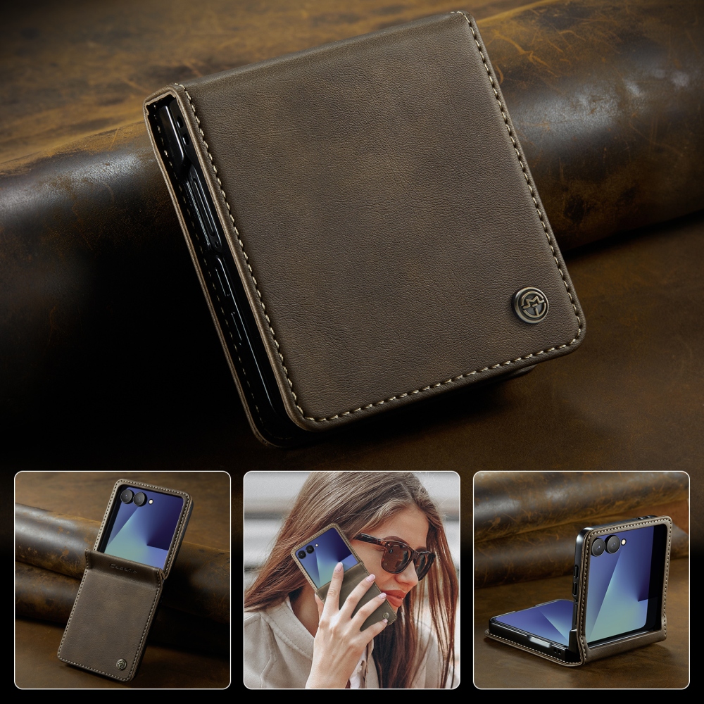 CASEME knižkové púzdro na Samsung Galaxy Z Flip8 5G - hnedé